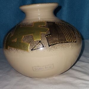 Vintage Ceramic Sarra Blu Vase. 6"